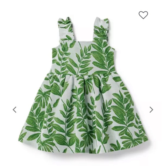 New with tags Janie and Jack floral jacquard palm green and white leaf dress - Picture 1 of 5